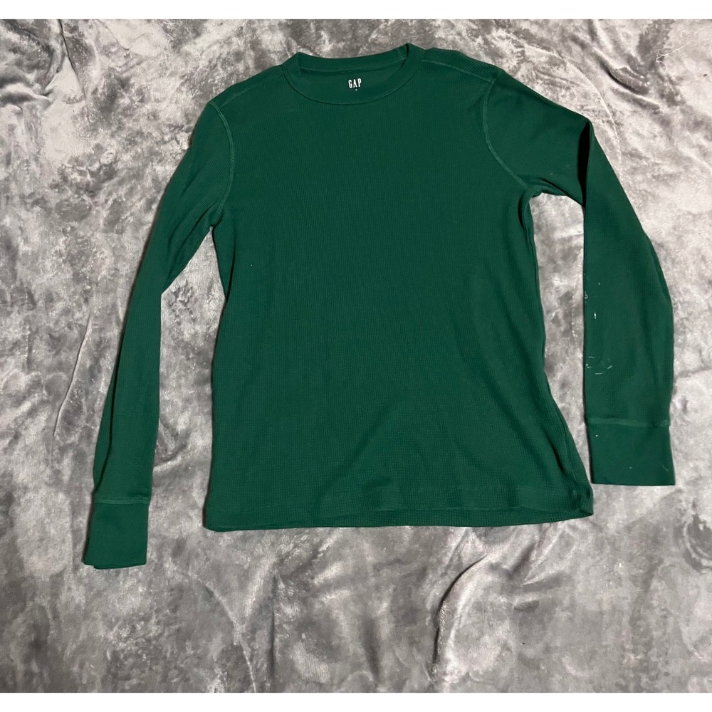 Gap Mens Waffle Knit Long Sleeve Thermal Shirt Forest Green Size Medium